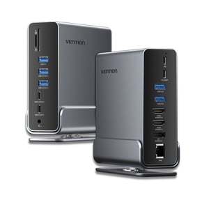 Vention TPUH0 Wired USB 3.2 Gen 2 (3.1 Gen 2) Type-C Docking Station, Black, Gray