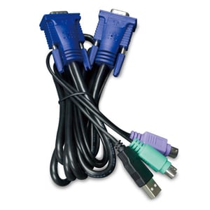 PLANET KVM-KC1-3 KVM-kabel, svart, blå, 3 m