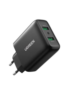 Ugreen 10216 Portable Device Charger, Universal, Black, AC, Fast Charging, Indoor