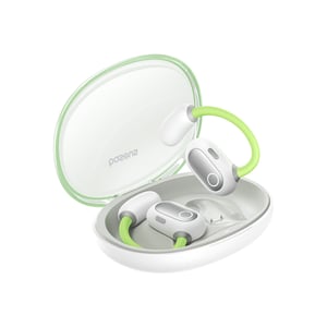 Baseus Eli Sport 1 True Wireless Stereo (TWS) Kopfhörer-Set, On-Ear, Open-Ear, Verbindung/Musik: USB Typ C, Bluetooth, Hellgrün, Weiß