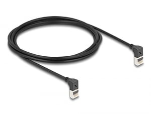 DeLOCK Kabel sieciowy RJ45 Cat.6A S/FTP Slim w górę/w górę pod kątem 90° 2 m czarny