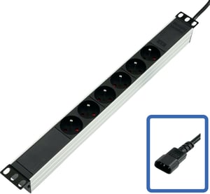 Lanview POWER STRIP 19 - 6 WAY - FULL ALUMINIUM WITH C14 UPS PORT rozdzielacz zasilania PDU Czarny