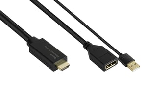 Alcasa HDMI-AD22 adapter kablowy 0,3 m HDMI Typu A (Standard) DisplayPort Czarny