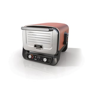 Ninja OO101EU Grill – Elektrogrill + Holzkohle, Schwarz, Rot, Silber, 2400 W