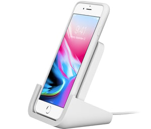 Logitech POWERED Wireless Charging Stand for Smartphones, White, AC Power, Wireless Charging, Indoor