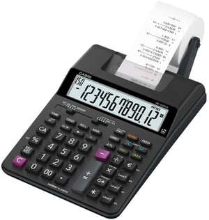 Casio HR-150RCE skrivbordsräknare med utskriftsfunktion, svart
