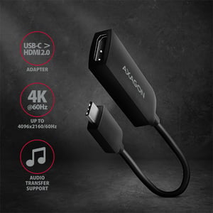Axagon RVC-HI2 Cable Adapter, 0.21 m, USB Type-C to HDMI, Black