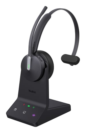 Yealink WH64 Mono UC Wireless Headset, Headband Style, Office/Call Center, USB Type-C, Bluetooth, Black