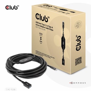 CLUB3D CAC-1538 USB-Kabel USB 3.2 Gen 1 (3.1 Gen 1) 10 m USB-C auf USB-A, schwarz