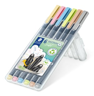 Staedtler 334 SB6 PA cienkopis Superfine Waniliowy, Jasnoróżowy, Aqua blue, Jasnozielony, Brązowy, Jasny Szary