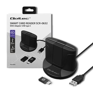 Qoltec 50632 USB 2.0-kortläsare för chipkort, svart