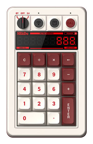 8Bitdo Retro 18 Mechanical Numpad – Fami Edition klawiatura numeryczna PC Bluetooth/USB/RF Wireless Bordowy, Biały