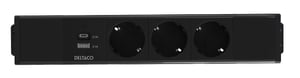 Deltaco GT-1203 AC Outlet + USB-A + USB-C, Black