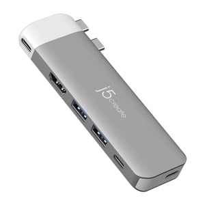 j5create JCD394-N hubbar och koncentratorer 2 x USB 3.2 Gen 2 (3.1 Gen 2) Type-C 5000 Mbit/s Grå, Vit