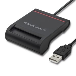Qoltec 50642 USB Magnetic Card Reader, Black