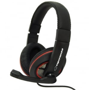 Esperanza EH118 hörlurar/headset, trådbundet, huvudbåge, samtal/musik, svart, röd
