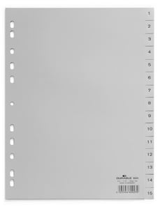 Durable 652410 Card Tab Numeric Card Tab Polypropylene (PP) Gray