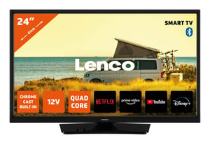 Lenco LED-2463BK (V2) 61 cm (24") HD-Smart-TV mit WLAN, schwarz, 300 cd/m²