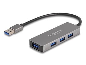 DeLOCK 4-Port-USB-Hub mit 5 Gbit/s und USB-Typ-A-Anschluss – seitlich angeordnete USB-Typ-A-Anschlüsse