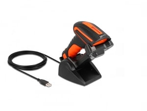 DeLOCK Industrial 1D and 2D Barcode Scanner with 2.4 GHz or Bluetooth and Inductive Charging Station