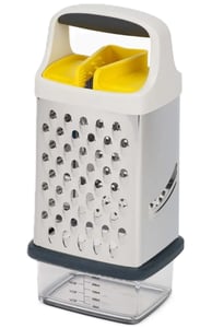 Joseph Joseph 20225 Hand Grater / Spiralizer Grater with Container Stainless Steel, Clear, White