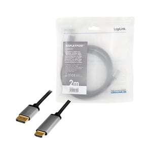 LogiLink CDA0107 adapter kablowy 2 m DisplayPort HDMI Czarny, Szary