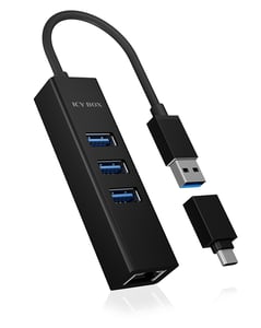 ICY BOX IB-HUB1419-LAN USB 3.2 Gen 1 (3.1 Gen 1) Typ A Svart