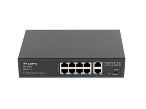 Lanberg RSFE-8P-2GE-120 Unmanaged Gigabit Ethernet (10/100/1000) Network Switch with PoE Support, 1U, Black