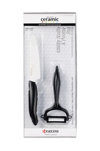 KYOCERA FK-110WHCP10NBK Küchenmesser aus Keramik, 2er-Set. Gemüsemesser