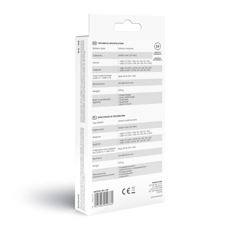 фото Зовнішній акумулятор (павербанк) Savio BA-08 1000mAh Black