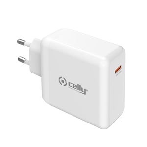 Celly TC1C65WGANWH Ladegerät für mobile Geräte, universell, weiß, Wechselstrom, für den Innenbereich