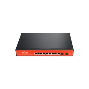 Wi-Tek WI-PMS310GF-UPS+V2 przełącznik sieciowy Zarządzany L2 Gigabit Ethernet (10/100/1000) Obsługa PoE Czarny, Pomarańczowy