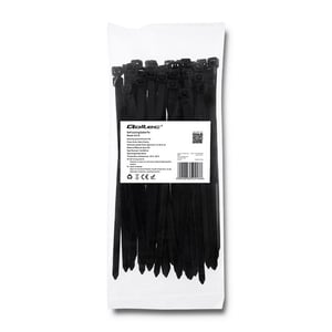 Qoltec 52216 kabelband Kabelband för stege Nylon Svart 50 st.