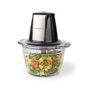 Nedis KAMC300CGY Electric Vegetable Shredder, 1 L, 500 W, Black, Silver, Transparent