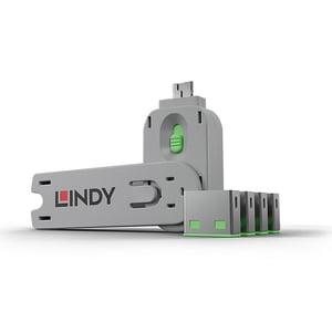 Lindy 40451 Port Blocker Port Lock + Type-A USB Key Green Acrylonitrile Butadiene Styrene (ABS) Copolymer 5 pcs.