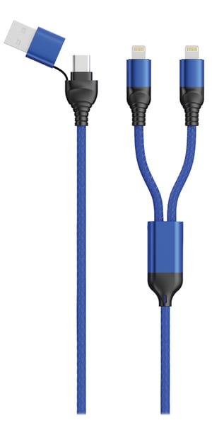 2GO 797364 kabel Lightning 1,2 m Czarny, Niebieski