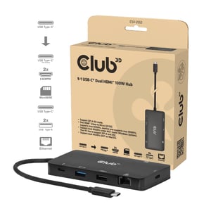 CLUB3D CSV-2552 USB Type-C-hubbar och koncentratorer 5000 Mbit/s Svart