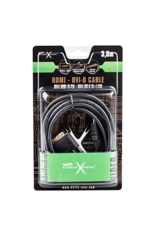 NATEC NKA-0420 3 m DVI to HDMI Type A (Standard) Cable Adapter, Black
