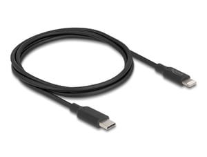DeLOCK Slim USB Type-C to Lightning Data and Charging Cable for iPhone, iPad, and iPod, Black, 1 m, MFi
