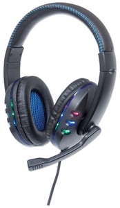 Manhattan 176088 hörlurar/headset Sladdanslutet Huvudband Samtal/musik Svart, Blå
