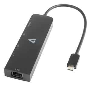 V7 V7UCRJ25GHUB-BLK USB 3.2 Gen 1 (3.1 Gen 1) Type-C Hubs and Concentrators, Black