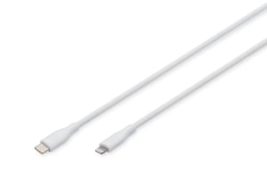 Digitus Silikon-Verbindungskabel Lightning, USB-C – Lightning, 0,5 m, weiß