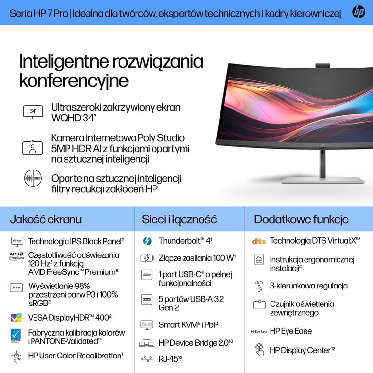 HP 34-calowy monitor konferencyjny Pro seria 7 WQHD – 734pm