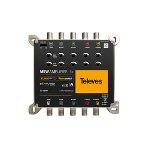 Televes 714509 multiswitch för satellitsignal, 5 ingångar, 5 utgångar.