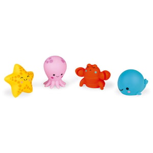JANOD J04703 Bath Toy/Sticker: Bath Animal—Blue, Pink, Red, Yellow