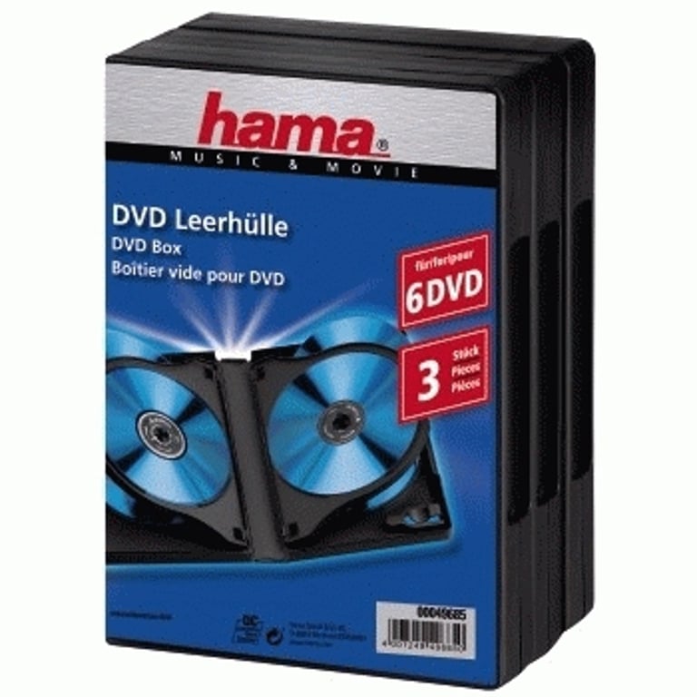 Hama DVD Box 6, Black, Pack - 3 pieces 6 dysków Czarny