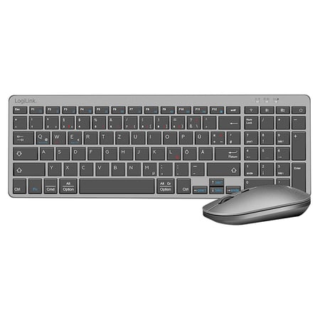 LogiLink ID0215 klawiatura Dołączona myszka Dom/Biuro Bluetooth QWERTZ Niemiecki Antracyt, Szary