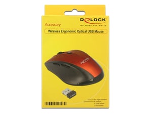 DeLOCK 12493 Mouse, Right-Handed, RF Wireless, Optical, 1600 DPI