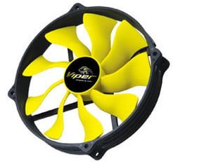 Akasa 14 cm Viper R Lüfter für PC-Gehäuse, schwarz, gelb