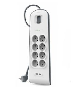 Belkin BSV804ca2M White 8-Port Power Strip, 2 m